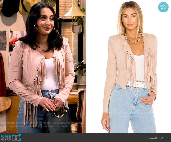NBD Tyler Fringe Jacket in Blush Nude worn by Valentina (Francia Raisa) on How I Met Your Father