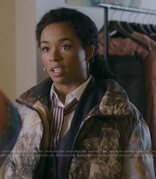 Neff’s Da Vinci print puffer jacket on Inventing Anna