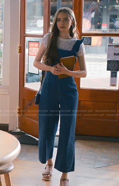 Nellie’s ruffled denim jumpsuit on Sweet Magnolias