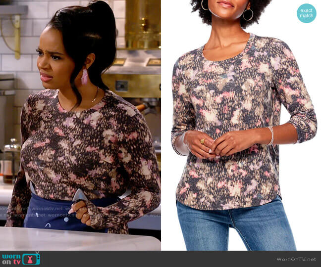 Nic + Zoe In the Clouds Camo Print Long Sleeve T-Shirt worn by Randi (Kyla Pratt) on Call Me Kat