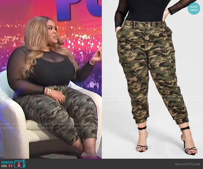 Nina Parker Trendy Plus Size Camouflage Jogger Pants worn by Nina Parker on E! News