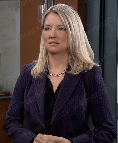 Nina’s purple checked blazer on General Hospital