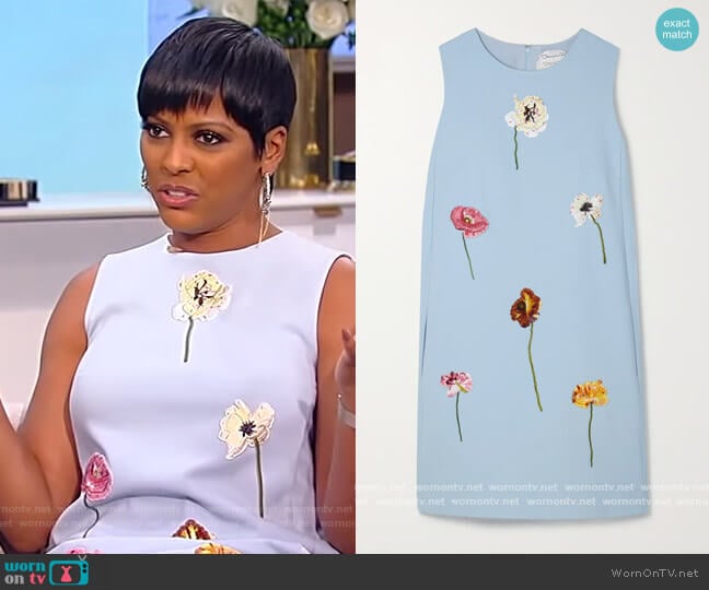 Oscar de la Renta Embroidered wool-blend mini dress worn by Tamron Hall on Tamron Hall Show
