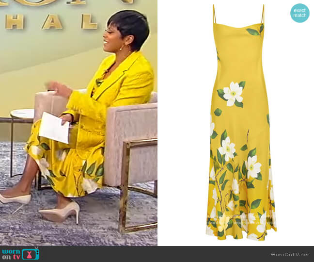 Oscar de la Renta Silk Magnolia Degrade Slip Dress worn by Tamron Hall on Tamron Hall Show