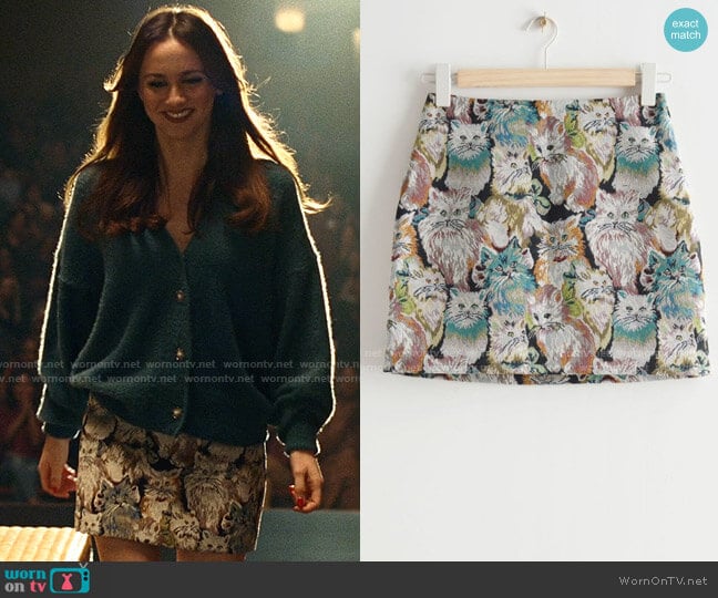 & Other Stories Cat Jacquard Mini Skirt worn by Lexi Howard (Maude Apatow) on Euphoria