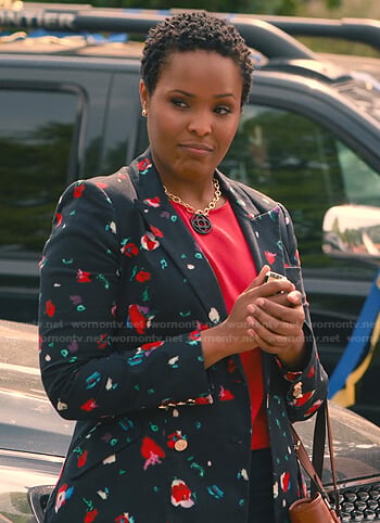 Peggy’s black floral blazer on Sweet Magnolias