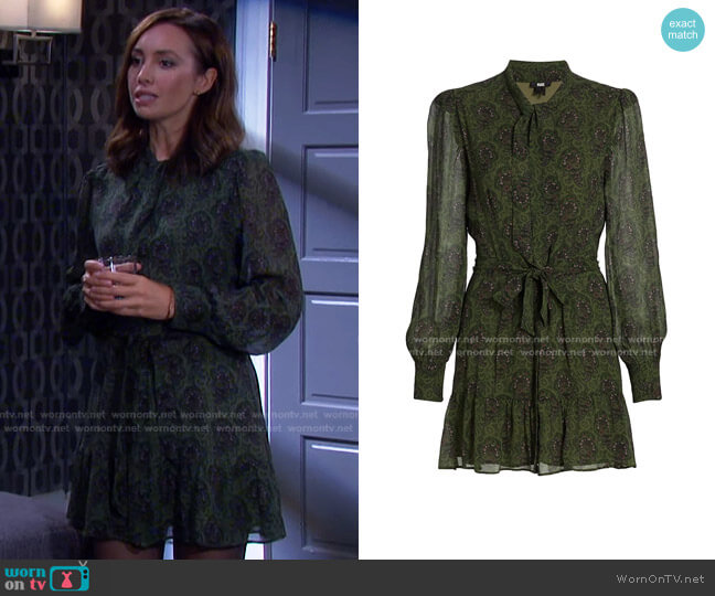 Paige Vittoria Paisley Silk Mini Dress worn by Gwen Rizczech (Emily O'Brien) on Days of our Lives