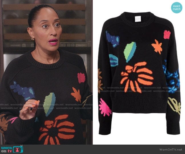Paul Smith Floral-Intarsia Jumper worn by Rainbow Johnson (Tracee Ellis Ross) on Black-ish