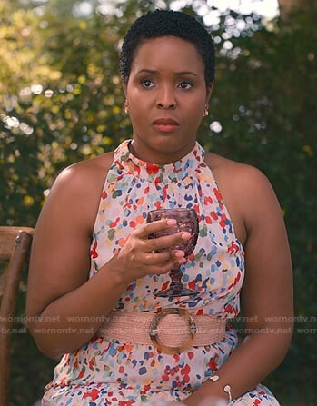 Peggy’s multicolor dotted halter dress on Sweet Magnolias