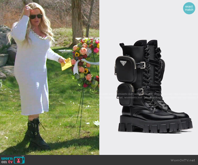 Prada Removable Pouch Leather Combat Boot worn by Heather Gay on The Real Housewives of Salt Lake City