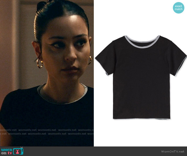 Pretties The OG Baby Tee in Black worn by Maddy Perez (Alexa Demie) on Euphoria