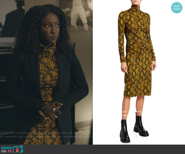 Proenza Schouler Sheer Stretch Jersey Turtleneck Dress worn by Lauren Turner (Jade Eshete) on Billions