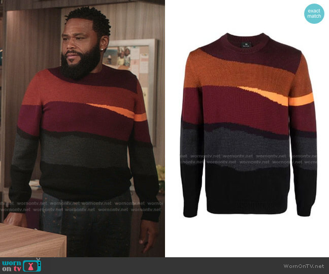 Ps Paul Smith Colour-Block Knitted Jumper worn by Andre Johnson (Anthony Anderson) on Black-ish