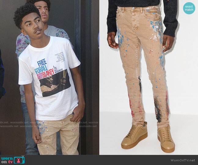 Purple Paint-Splatter Jeans worn by Jack Johnson (Miles Brown) on Black-ish