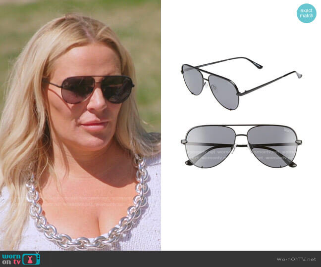 Quay Australia High Key Mini Aviator Sunglasses worn by Heather Gay on The Real Housewives of Salt Lake City