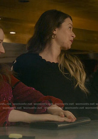 Rachel’s black cutout sleeve dress on Inventing Anna