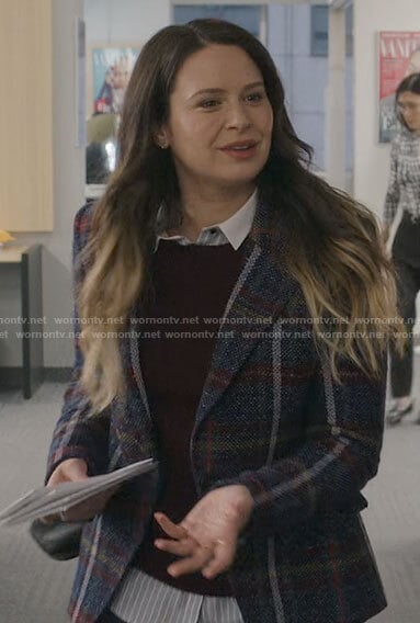 Rachel’s plaid blazer on Inventing Anna