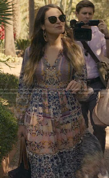 Rachel’s printed maxi dress and sunglasses in Morocco on Inventing Anna