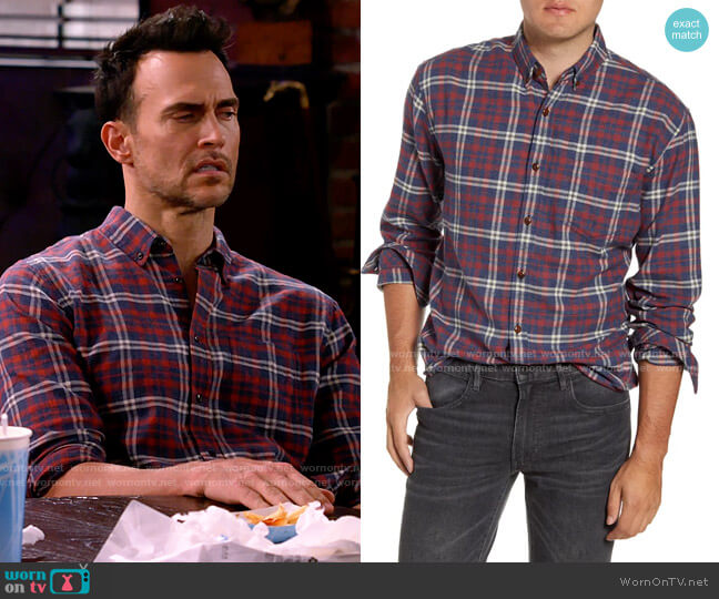 Rails Felix Shirt in Navy / Red / Cream worn by Max (Cheyenne Jackson) on Call Me Kat