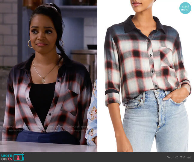 Rails Hunter Shirt in Ivory Smoke Dip Dye worn by Randi (Kyla Pratt) on Call Me Kat