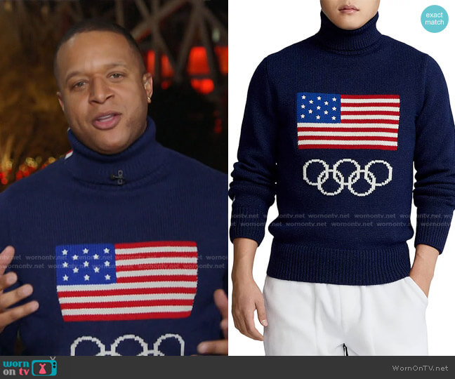 Ralph Lauren Wool Team USA Intarsia Knit Regular Fit Turtleneck Sweater
