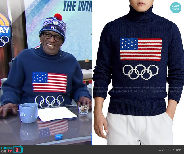 Ralph Lauren Wool Team USA Intarsia Knit Regular Fit Turtleneck Sweater