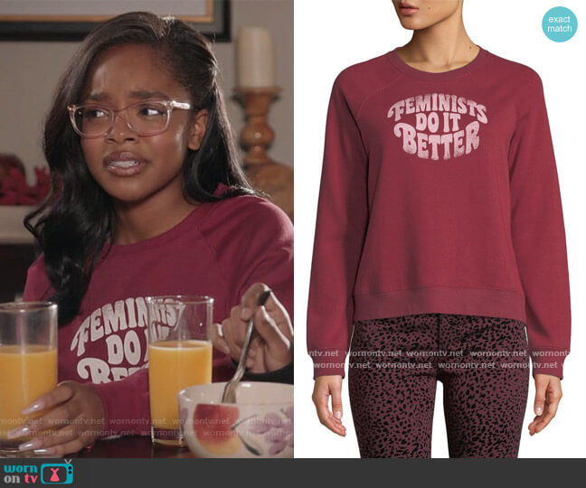 Rebecca Minkoff Jennings Feminists Do It Better Sweatshirt worn by Diane Johnson (Marsai Martin) on Black-ish