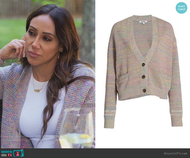 re/done 90s Oversize Crop Cardigan worn by Melissa Gorga on The Real Housewives of New Jersey
