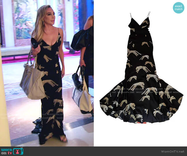 Roberto Cavalli Cheetah Silk Maxi Dress worn by Marysol Patton (Marysol Patton) on The Real Housewives of Miami