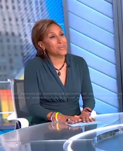 Robin’s green wrap dress on Good Morning America