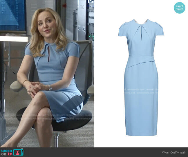 Roland Mouret Eppleton Pleated Crepe Midi Dress worn by Marissa Morgan (Geneva Carr) on Bull