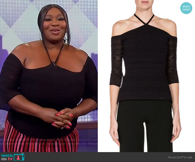 Roland Mouret Grace Lace Cold-Shoulder Halter Top