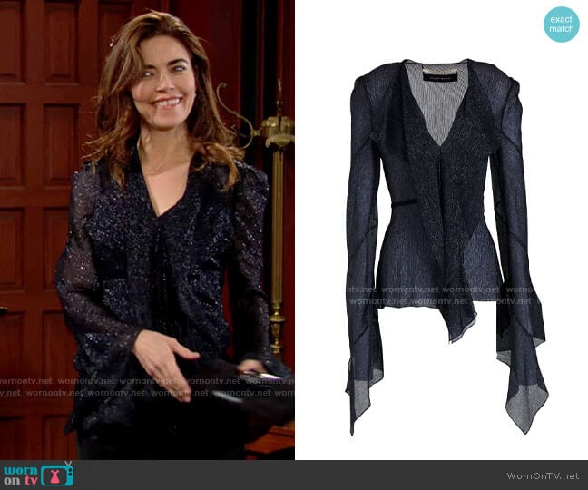 Roland Mouret Alcazar Blouse worn by Victoria Newman (Amelia Heinle) on The Young and the Restless