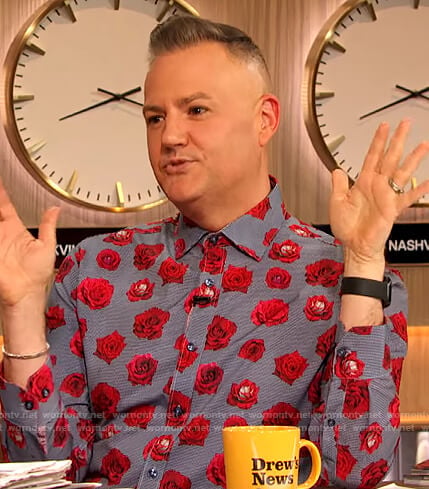 Ross Mathews’ rose print shirt on The Drew Barrymore Show