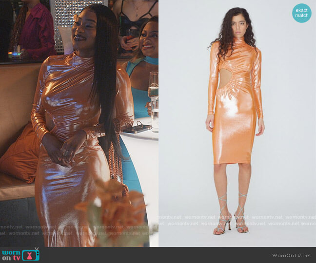 Rotate Birger Christensen Alice Dress worn by Lauren Rice (Pepi Sonuga) on Queens