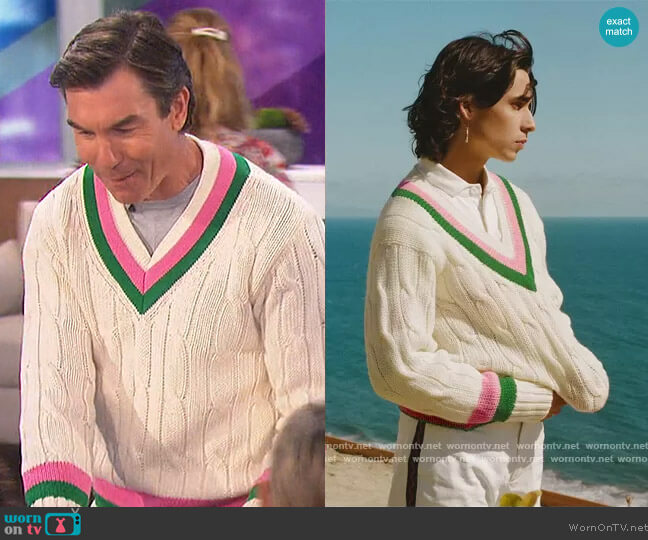 Rowing Blazers Cricket Sweater worn by Jerry O'Connell on The Talk