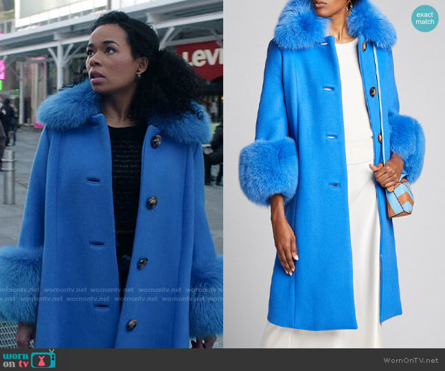 Saks Potts Yvonne Coat worn by Neff Davis (Alexis Floyd) on Inventing Anna
