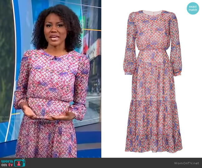 Saloni Isabel Midi Dress worn by Janai Norman on Good Morning America