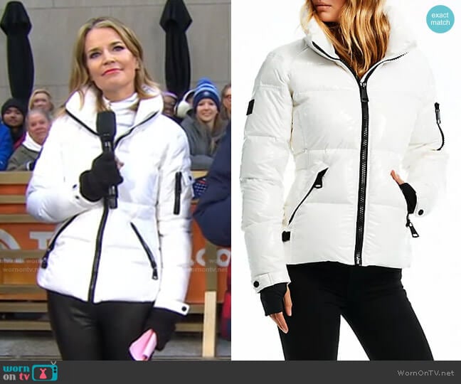 Sam Freestyle Down Puffer Jacket in Snow worn by Savannah Guthrie on Today