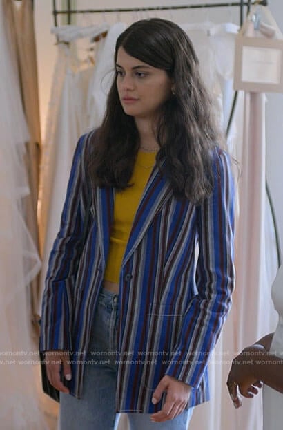 Sam’s blue striped blazer on Single Drunk Female