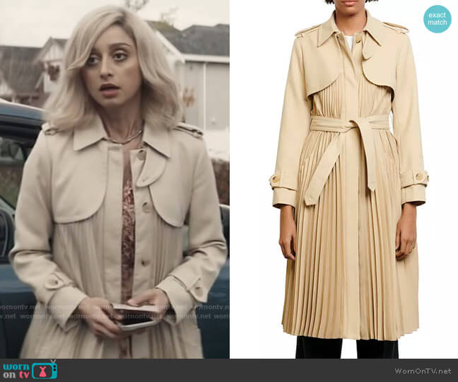 Sandro Vino Pleated Trench worn by Chrissy Beppo (Sofia Hasmik) on Superman and Lois
