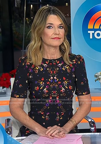 Savannah’s black pansy print dress on Today