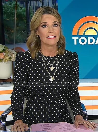 Savannah’s black polka dot dress on Today