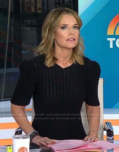 Savannah’s black ribbed short sleeve sweater on Today
