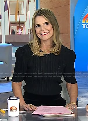 Savannah’s black ribbed short sleeve sweater on Today