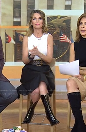 Savannah’s black front zip boots on Today