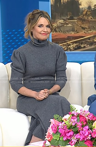 Savannah’s grey puff sleeve sweater dress on Today