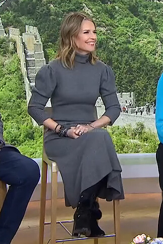 Savannah’s grey puff sleeve sweater dress on Today