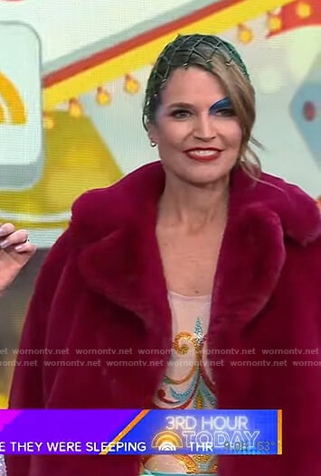 Savannah’s red fur jacket on Today
