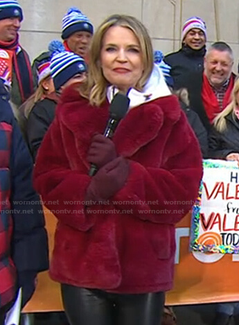Savannah’s red fur jacket on Today